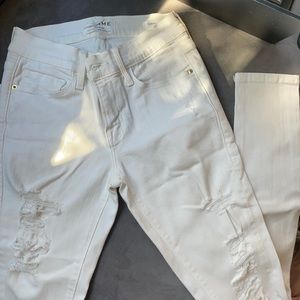 FRAME White le skinny De Jeanne' Ripped Jeans